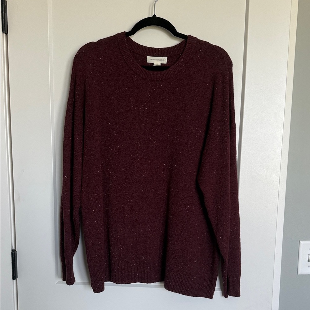 Treasure & Bond Women's Burgundy Crew Neck Sweater